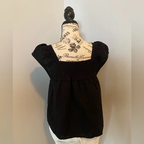 Old Navy black button-up top, size Small - Picture 2 of 4